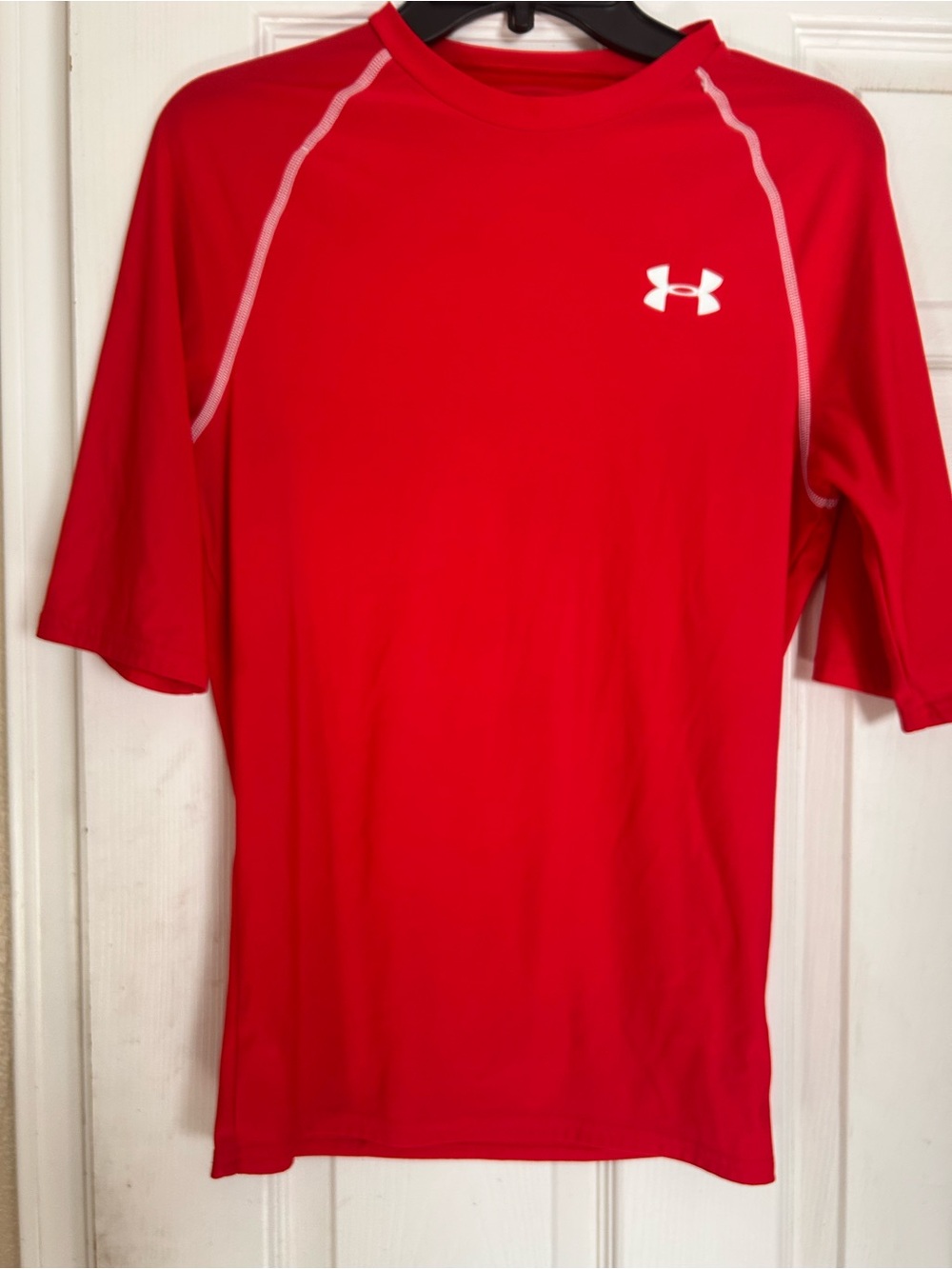 LG Red Short-Sleeve Athletic Tee with White Logo